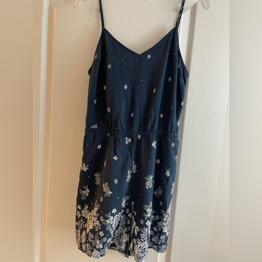 Garage Navy blue romper with white flowers